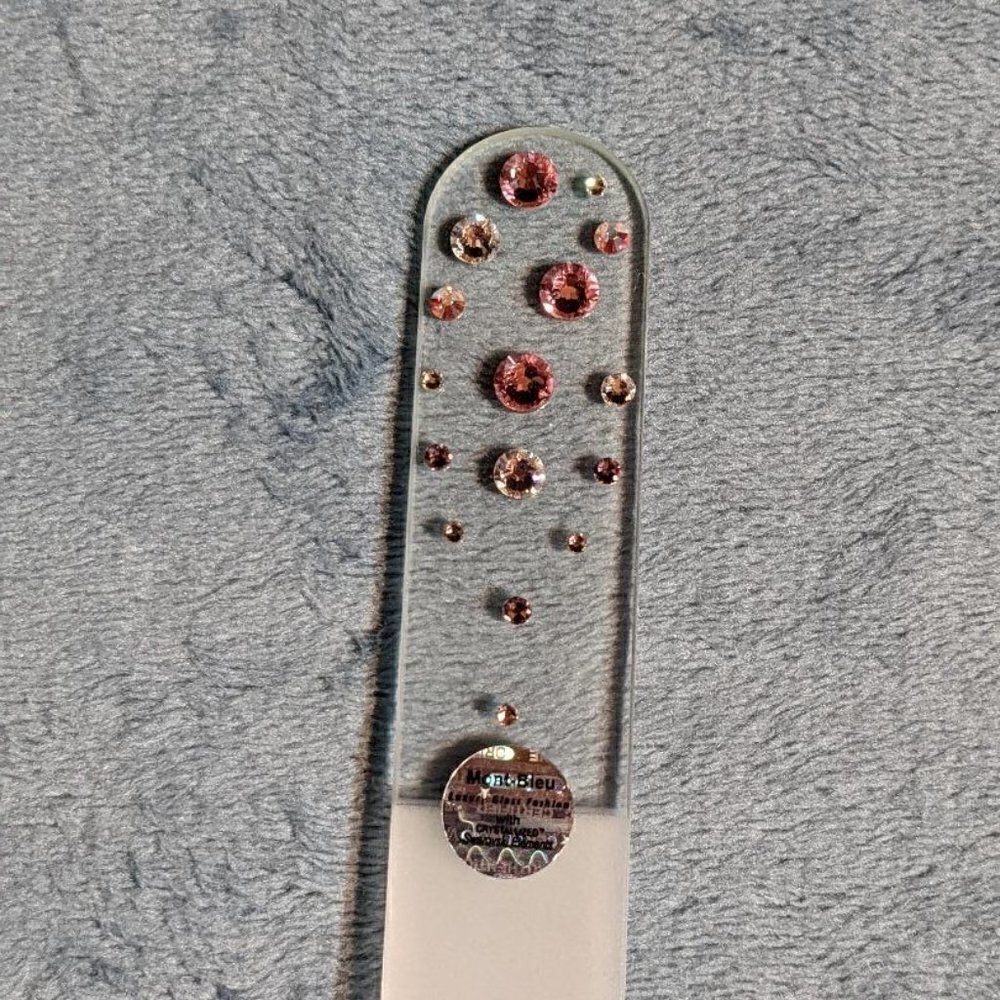 🆕7.5" Clear Czech Crystal Nail File W/BEAUTIFUL PINK & CLEAR SWAROVSKI CRYSTALS